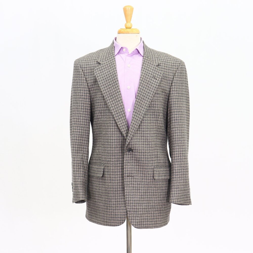Perry Ellis 42R Brown Blazer Sport Coat Jacket 2-Button Check Y114